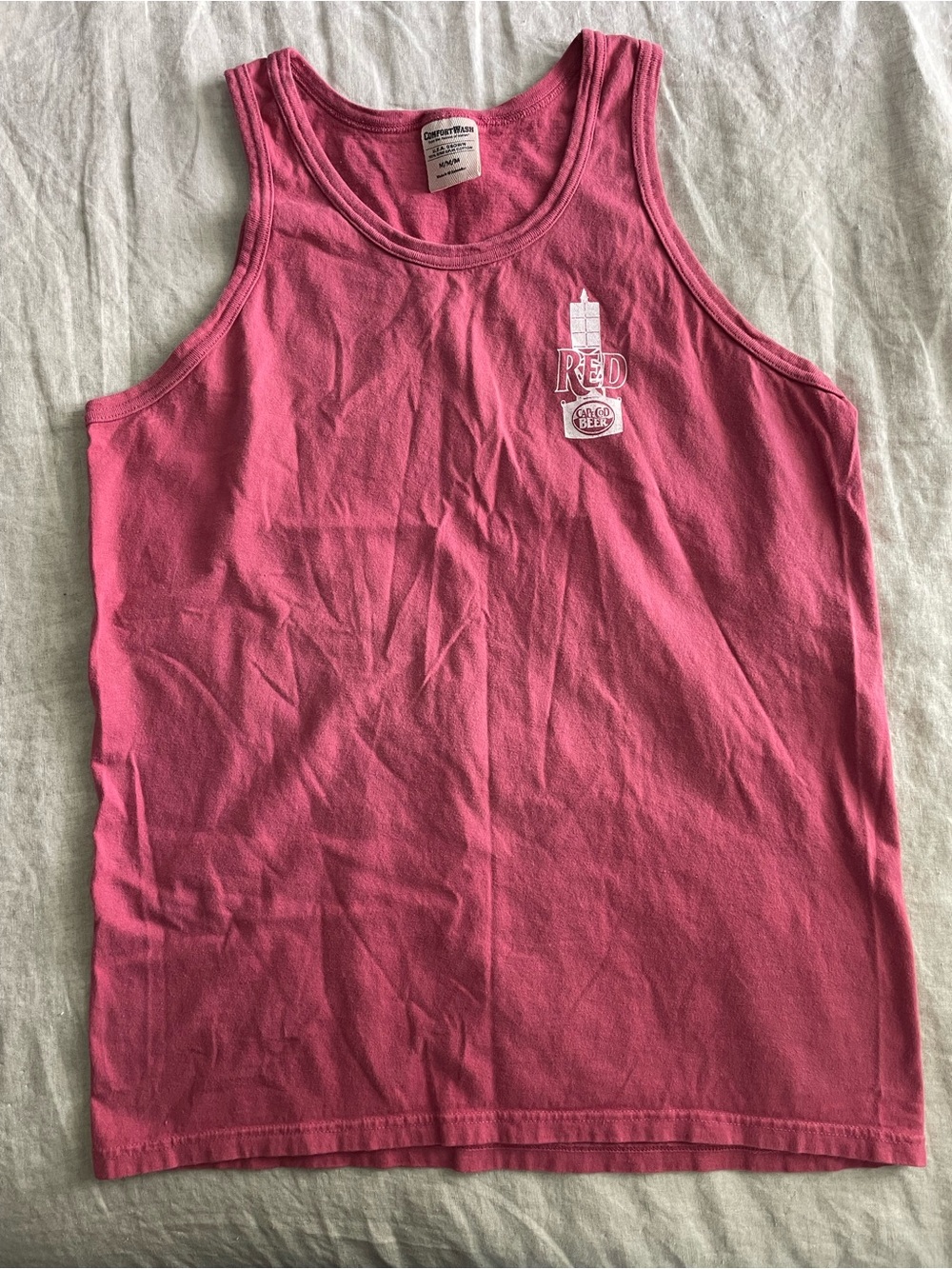 Cape Cod Beer Shirt RED Graphic Tank Top with Chest & Back Logo Men’s Medium